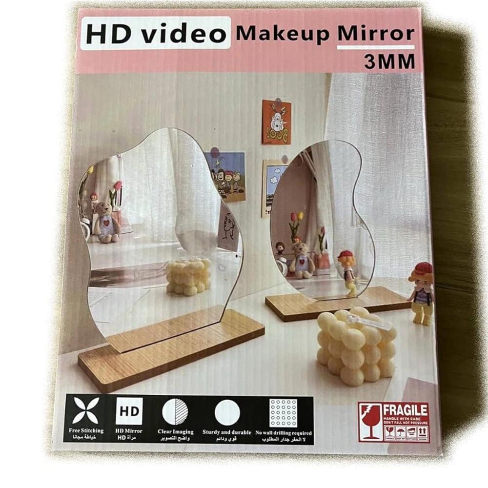 Acrylic Lens + Wooden Base Irregular Mirror Cosmetic Makeup Beauty Tools